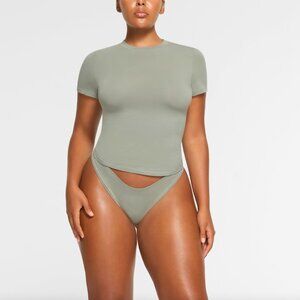 SKIMS COTTON JERSEY T-SHIRT MINERAL XS